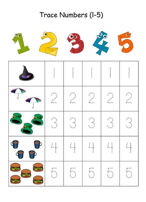 Numbers 1 5 Traceable Kindergarten Worksheets Numbers Kindergarten