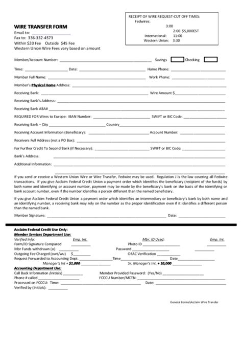 Fillable Wire Transfer Form Printable Pdf Download