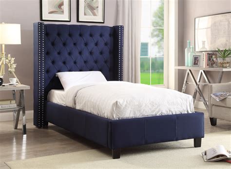 Buy Meridian Ashton Twin Platform Bed In Navy Linen Online