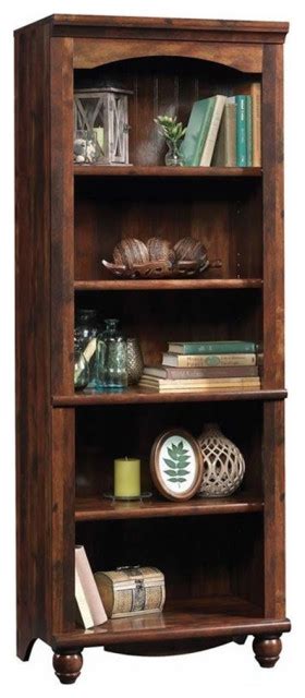 Sauder Harbor View Library 5 Shelf Bookcase In Antiqued White