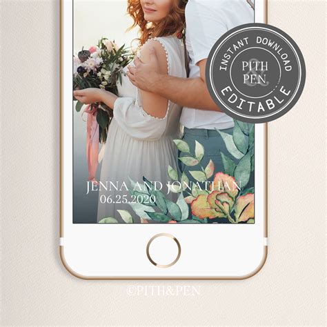 Wedding Snapchat Filter Template Floral Geofilter Pink And Etsy
