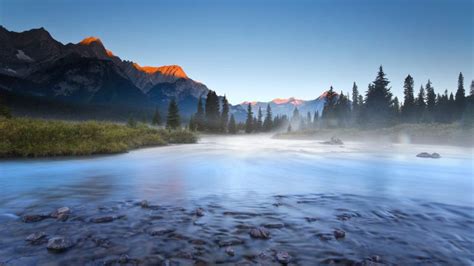 Sunrise On Elk River In Elk Lakes Provincial Park British Columbia