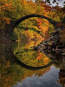 Bridge, River, Reflection, Landscape, Fall, Colorful