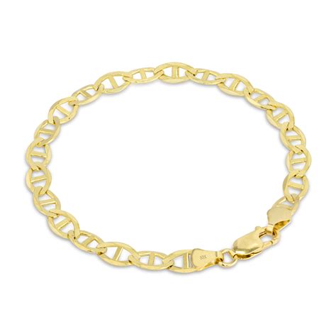 10k Yellow Gold Solid 6mm Flat Mariner Anchor Gucci Link Chain Bracelet