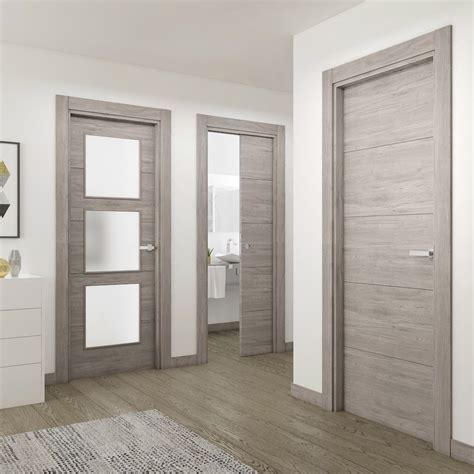Berna Roble Gris Leroy Merlin Deur Door Glassdoor Glazendeuren Grey Interior Doors Wood