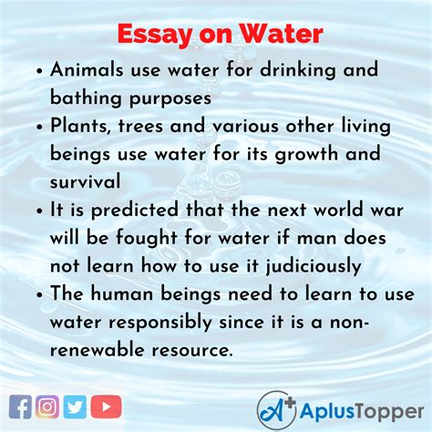 Essay On Water Water Essay For Students And Children In English A