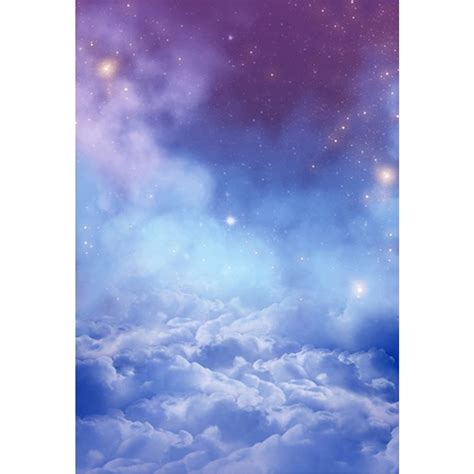 Dreamy Blue Purple Sky Clouds Glitter Stars Backdrop For