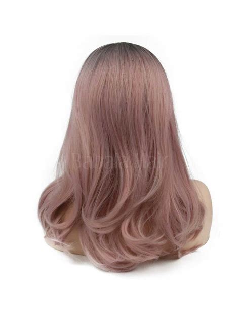 Sweet Pink Slight Wave Ombre Non Lace Wefted Wig Synthetic Wigs