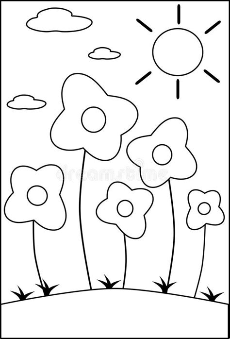 Printable flower coloring pages, coloring sheets and pictures for kids, children. Coloring flowers stock vector. Illustration of blooming ...