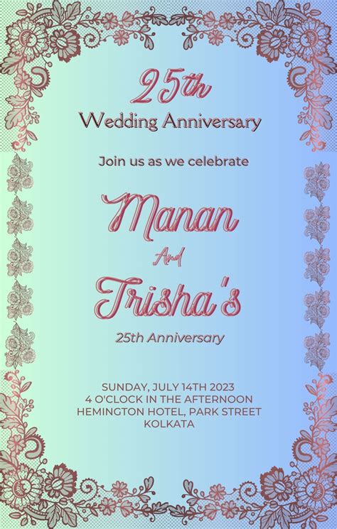 Wedding Anniversary Invitation Card Floral Shaadi Vibes