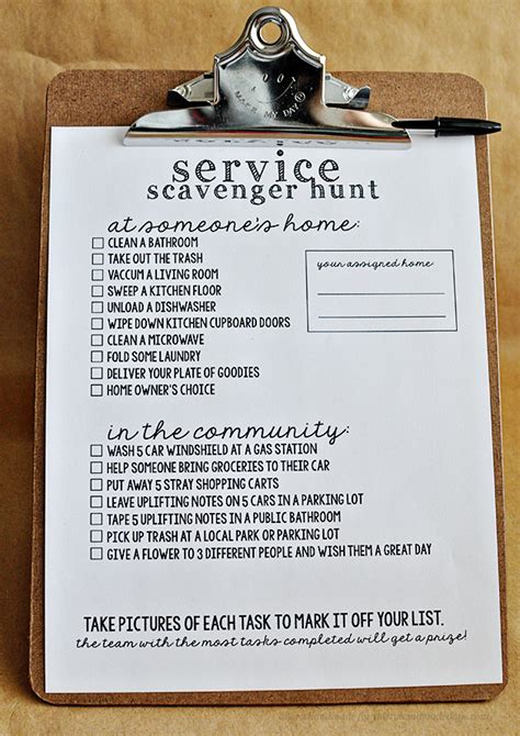 Service Scavenger Hunt With Printables