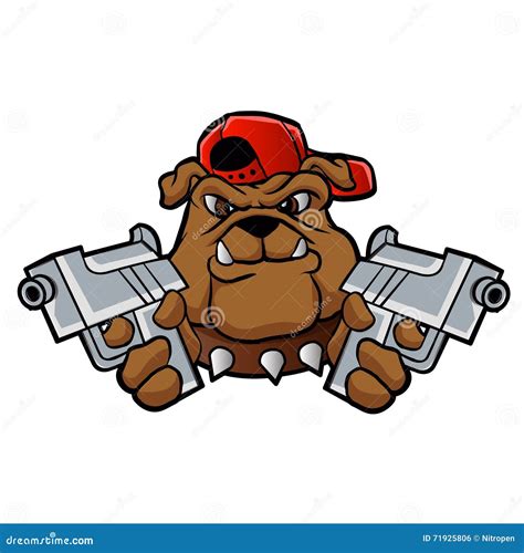 Gangster Bulldog With Pistols Vector Illustration