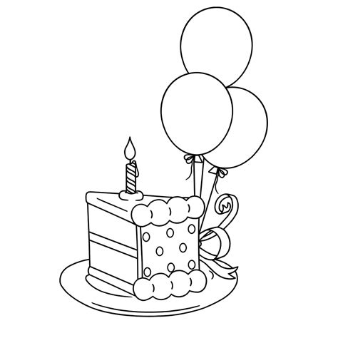 Leuk voor kids stuk taart met ballonnen