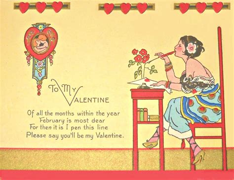 1920s Vintage Valentine Cards Be My Valentine All The Months Vintage