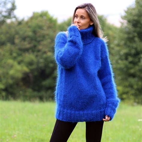 Created And Designed By Extravagantza New Hand Knitted Mohair Royal