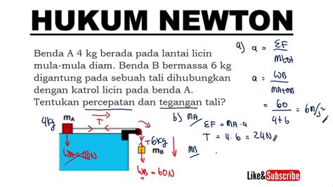 Tegangan Tali Dan Percepatan Sistem Katrol Hukum Newton Fisika Kelas Youtube