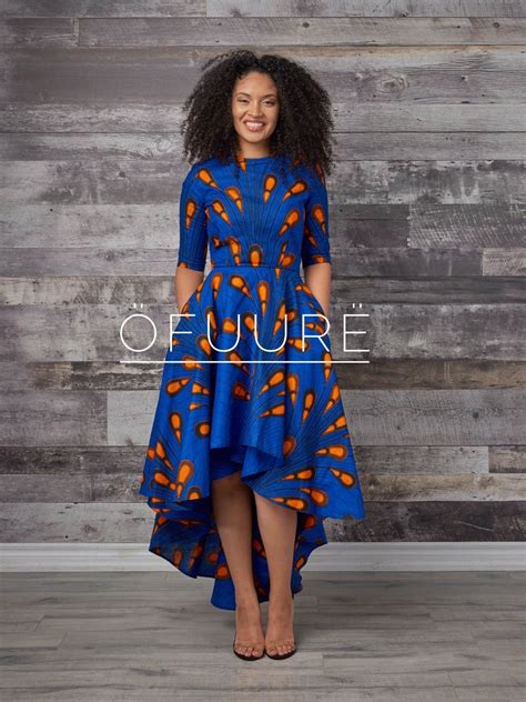 African Print Hi Low Dress 34 Length Sleeve Back Zip 100 Cotton Made