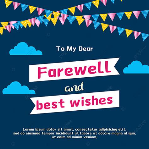 Farewell And Best Wishes Card Template On Sky With Cloud Illustration