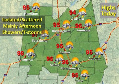 Montgomery Area Weekend Forecast Highs 96 97 Afternoon
