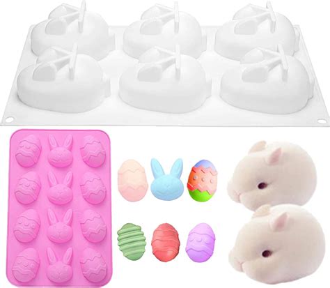 Bunny Silicone Mold Easter Egg Chocolate Candy Molds 2pieces Silicone