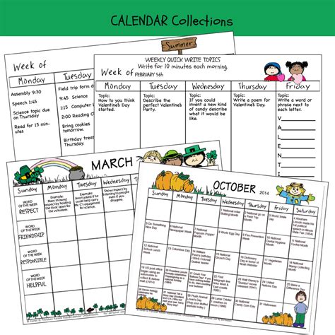 Calendar Set Editable Printables Annual Monthly Weekly Karens Kids