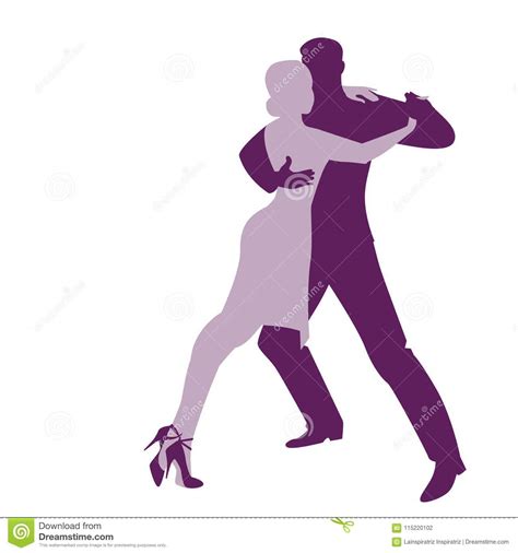 Silhouettes Of Couple Dancing Passionate Argentine Tango Stock