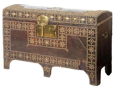 Large Leather And Brass Studded Trunk Doyle Auction House