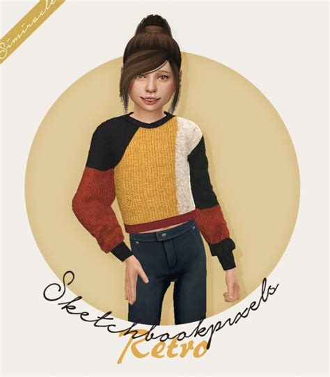Sketchbookpixels Retro 3t4 Sweater For Kids At Simiracle The Sims 4