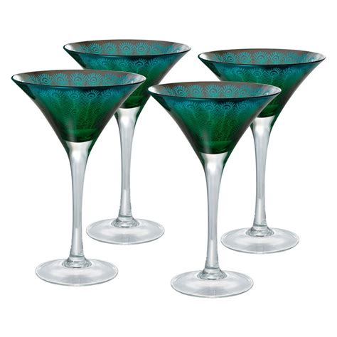 Artland Inc Peacock Martini Glasses Set Of 4