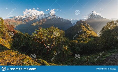 Panoramic View Of Himalaya Mountains View From Mardi Himal Trekking