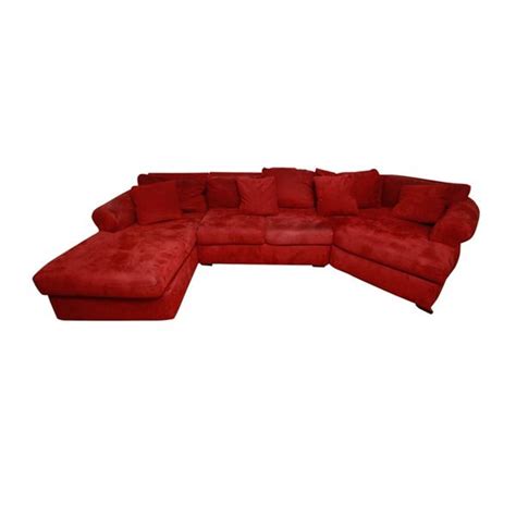 Red Microfiber Three Piece Sectional Sofa Sectional Sofa Microfiber