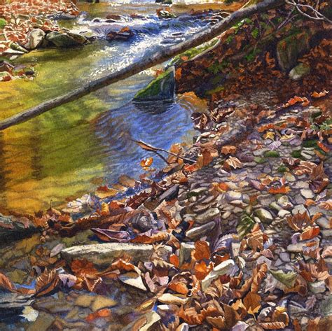 Autumn Creek Landscape Watercolor Painting Print By Cathy Etsy