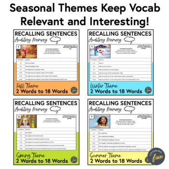 Recalling Sentences All Year Bundle Auditory Memory And Auditory