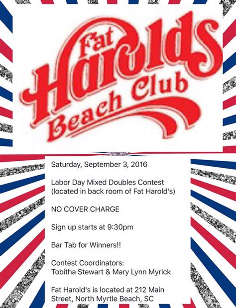 Labor Day Contest Fat Harolds Beach Club