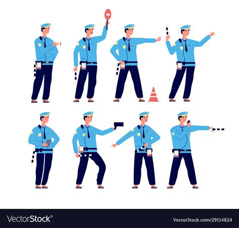 Traffic Police Road Security Traffic Control Vector Image