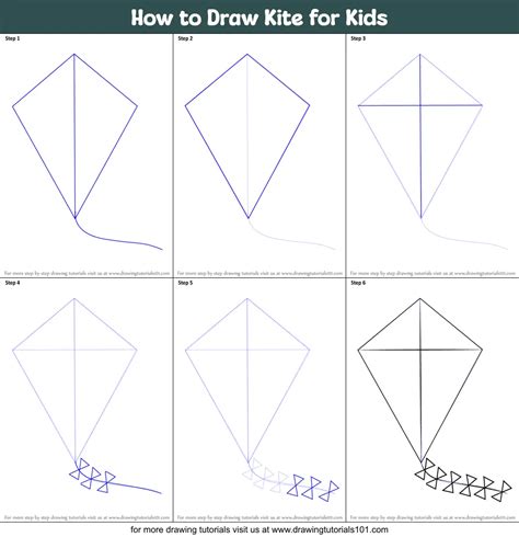 How To Draw Kite For Kids Printable Step By Step Drawing Sheet