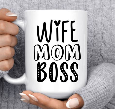Wife Mom Boss Mug Funny Mom Boss Coffee Mug Mompreneur Mom Etsy