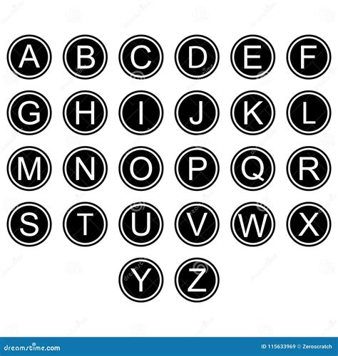 English Alphabet Letters Symbols Icons Signs Simple Black And White