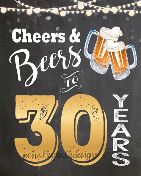 Cheers And Beers To 30 Years Birthday Party Welcome Sign 30th Etsy