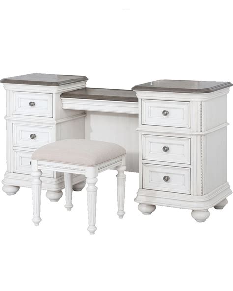 Avalon Furniture West Chester Vanity Desk In Weathered Oak And White