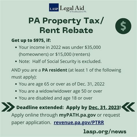 Pa property tax/rent rebate: apply by 6/30/2023 — legal aid of