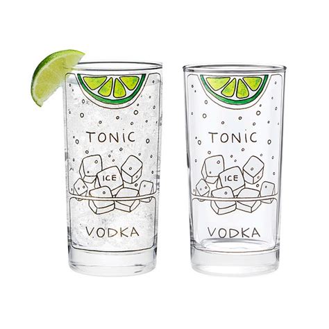 Vodka Tonic Diagram Glassware Set Of 2 Cocktail Diagram Vodka Uncommongoods