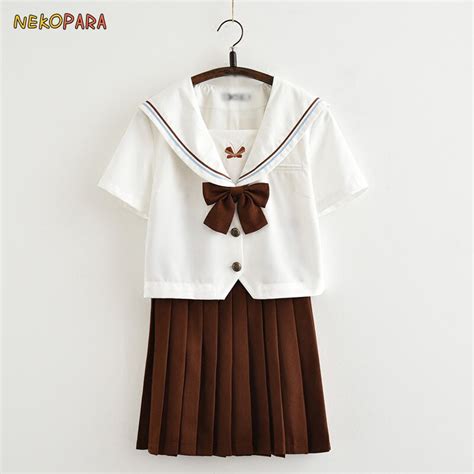 Butterfly Embroidery Cute Japanese School Girls Uniform Jk 2pcs Set