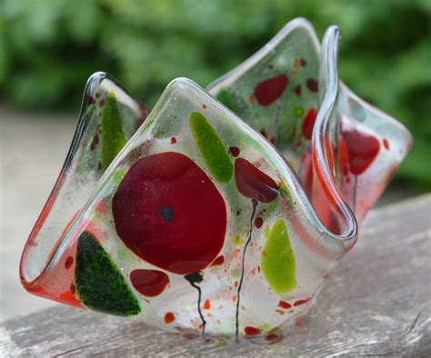 Fused Glass Poppy Tealight Holder Uk Shop Amandapullinglass Fused Glass