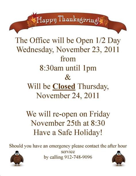Labace Thanksgiving Holiday Closed Sign Template