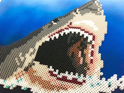 3d Jaws Shark Retro Art Handmade Pixel Art Perler Beads On Etsy Canada