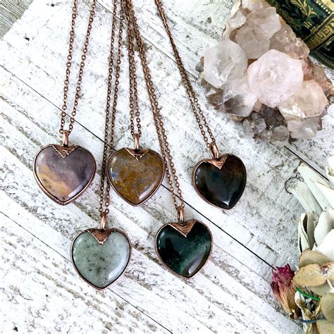 Heart Shaped Jewelry Stone Heart Necklace Crystal Heart Jewelry Ocean