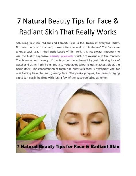 Ppt 7 Natural Beauty Tips For Face And Radiant Skin That Really Works