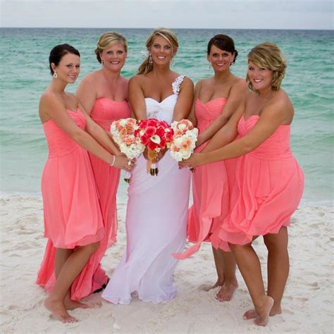 Summer Elegant Beach Bridesmaid Dresses Hot Pink Short Bridesmaids