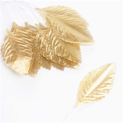 Gold Artificial Rose Leaves Silk Leaves Rose Petals Floral